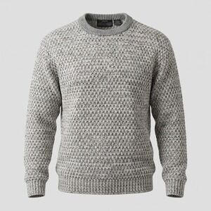 Spettro Mens Medium Gray‎ Sweater Crewneck Basketweave Knit Vintage Long Sleeve